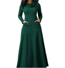 Women's Elegant Plus Size Maxi High Collar Long-sleeved Dress