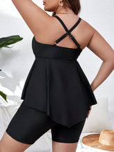 Valavalaki 2025 Solid 2 Piece Plus Size Tankini Set Women Push Up Large Big Swimsuit Beach High Waist Chubby Curvy Bathing Suit