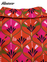 Mlaiscsr Elegant Print Feather Long Sleeve and Wide Leg Pants 2 Pieces Women Matching Sets Fashion Office Lady Birthday Outfits