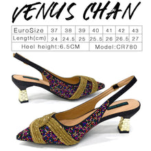 Venus Chan Black Hollow Design With Pointed Shoes And Fashion Three-Dimensional Bag Cozy Rhinestones Are Suitable For Parties
