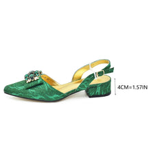 Ladies Shoe and Bag Set Latest Designers Low Heels Elegant Wedding Italian Shoes Bag Set Withn Rhinestone Green Shoe and Purse