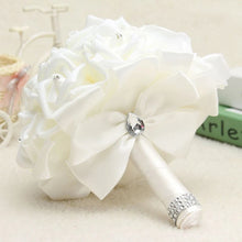 Cheapest PE Rose Bridesmaid Wedding Foam flowers Rose Bridal bouquet Ribbon Fake Wedding bouquet