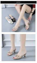 Summer Female Sandals Women Slippers Sexy Open Toe Fish Mouth Slippers  Ladies Rhinestone Bowknot Slides Shoes Plus Size 42