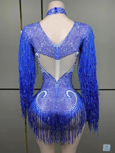 Stage Latin dance cha-cha dance practice suit stretch slim skirt fringe flash small diamond pearl design suit