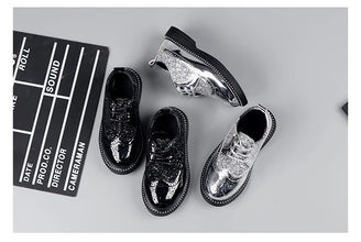 Boys Hollow Out silver Shoes Leather for Kids Party Wedding Dance Shoe Dress Toddler Fashion Children Shoes Flat Golden Autumn