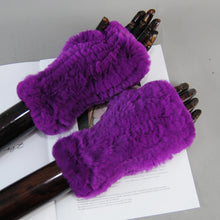 Women's Knit Faux Fur Winter Warm Finger-less Gloves