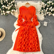 European Court Style Dress Miyake for Women A Design Sense Tassel V-neck Slim Fit Long High-temperature Pleated Flared Sleeve