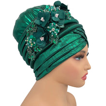 2024 New African Women's Turban Cap Nigeria Auto Gele Headtie Already Made Wedding Geles Female Head Wraps with Diamond Flower