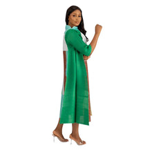 2023 Fashion African 3/4 Sleeve Polyester Plus Size O-Neck Pleated Long Dress Dashiki African Clothes African Dresses for Women