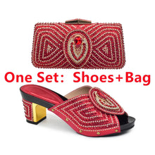Italian Ladies Shoes and Bags To Match Set Decorated with Rhinestone Plus Size Shoes Women Heel Women Shoes and Bag Set In Italy