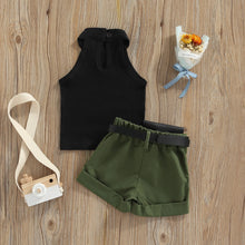 Newborn Toddler Baby's Clothes Girls 3PCS Summer Outfits Sleeveless Halter Tops Shorts Waist Bag Children's Clothing Set
