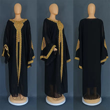 Two Piece Set Dress African Dresses for Women 2023 Traditional Gold Embroidery Clothing Islam Kaftan Abaya Musulman Robe Femme