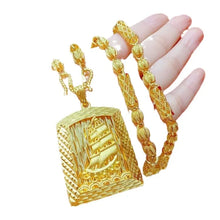 9999 24K Real Gold Smooth Sailing Necklace Pendant Hollowed Out Car Flower Bamboo Chain Domineering Men's Chain Gold Necklace