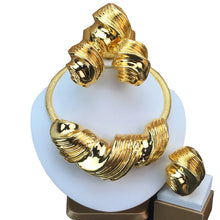 Hot Selling Italian Gold Plated Jewelry Women's Wedding Party Banquet Big Pendant Light Weight Bold Jewelry Sets FHK16803