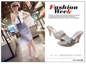 Summer Women Sandals Rhinestone Women Shoes Sexy High Heels Shoe Ladies Sandalias Gold Silver Women Slippers Heeled Sandals Sexy