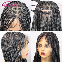 Short Front Braiding Bangs Synthetic Wig Knotless Box Braided Wigs For Black Women Full Lace 32
