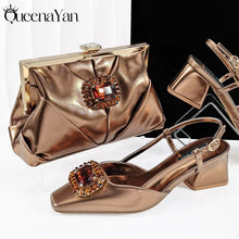 Queena Yan High-end Matching! Elegant Women's Shoes and Bag Shiny Big Rhinestone Wedding OL Luxury Fashion Shoes Good Quality