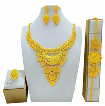 New Bridal Jewelry Set Dubai Necklace Earrings For Women Wedding 24k Gold Plated African Jwellery Bridesmaid Party Gift