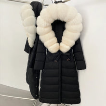 Real Fox Fur Collar Puffer Jacket Duck Down Thuck Coat For Women