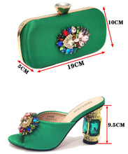 2022 Yellow Color Luxury Rhinestone Heel Fashion Party Women's High Heels Elegant Evening Sandals Wedding Bags and Shoes with