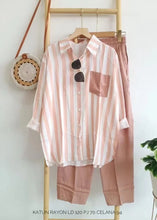Women's Striped Cardigan Shirt Top and Pants Set Long Sleeve Pants Monochrome Casual 2024 Summer New 2-piece Set