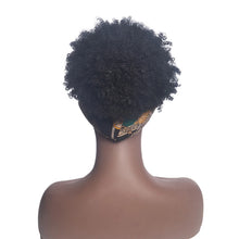 Short Kinky Curly Headband Wig Afro Puff Curly Headband Wig with Bangs for Women Natural Ombre Blonde Synthetic Turban Wrap Wig