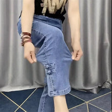 2024New Spring Autumn High Elasticity Women Jean Korean Loose Straight Ankle-Length Cowboy Pants Female Extends Denim Pants Lady