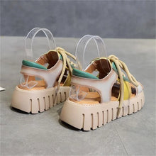 2024 New Lace-up Summer Fish Mouth Sandals Premium PU Spell Color Roman Shoes Woman Sandals Platform Wedges Increase Sandals