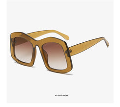 Retro Big Square Gradient Orange Sunglasses For Women New Fashion Luxury Designer Unique Oversized Ladies Sun Glasses Shades