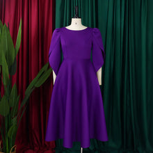 Elegant Dress Woman 2024 Wedding Party Round Neck Half Sleeve High Waisted Pleated Mid Calf Luxury Birthday Dinner Vestidos Robe