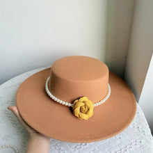 French Style Fedora Hat for Women 10CM Wide Brim Flat Top Felt Hat Winter Autumn Derby Wedding Jazz Hats