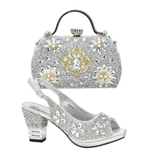 Italian Shoes and Bags Matching Set with Rhinestone Plus Size Shoes Luxury Italian Shoe and Bag Set 2025 Wedding Shoes Bride
