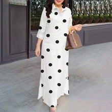 Eleagnt Polka Dot Women Dress Plus Size Summer Sundress 2025 ZANZEA Fashion Lapel Neck 3/4 Sleeve Baggy Work Vestidos Robe Femme