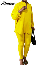 Mlaiscsr Causal Solid 2 Piece Set Women V Neck Loose Fit Tops and Legging Jogger Pants Suit Stretwear Birthday Tracksuits Outfit