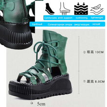 Koznoy 8cm Ethnic Cow Genuine Leather Ankle Booties Women Hollow Peep Toe Platform Wedge Breathable Zip Summer Fashion Shoes