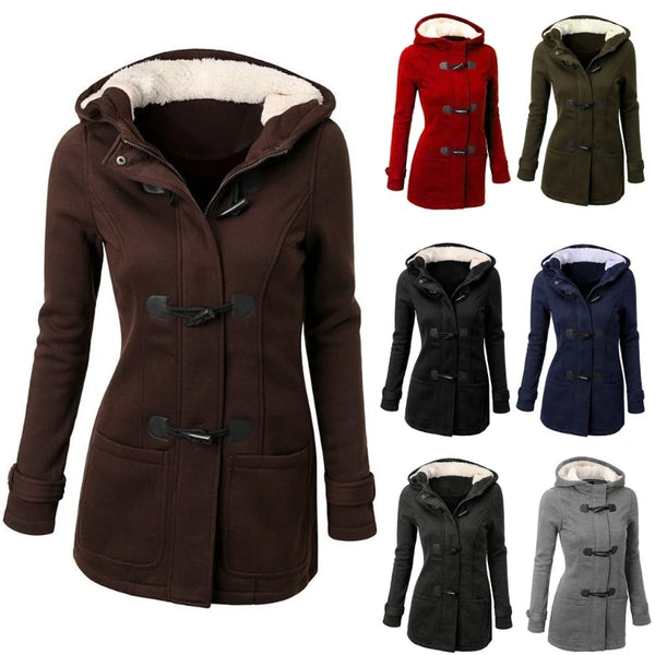 Womens Winter Hooded Cardigans Fleece Outerwear Hooded Jacket