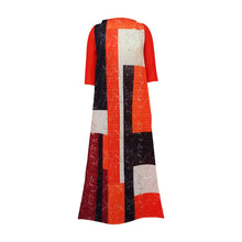 2023 Fashion African 3/4 Sleeve Polyester Plus Size O-Neck Pleated Long Dress Dashiki African Clothes African Dresses for Women