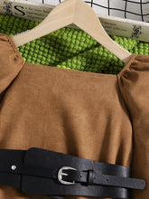 Spring and autumn new girls fashion French retro long sleeve waist slimming A line pleated dress