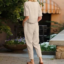 Casual Elegant Ladies 2 Piece Sets Fashion Spring Cotton Linen Women's Tracksuit Suit Long Sleeve Top Loose Pants Set Female