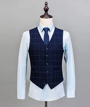 Men's Checked Three Pieces Tuxedos Formal Leisure One Button Notch Lapel Suit  Groom Business Tuxedos men suits wedding prom sui
