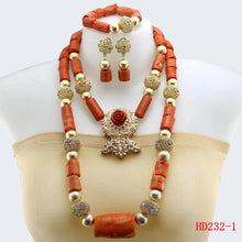 Double Layeres Original Coral Nigerian Wedding Beads Jewelry Set Women Coral Costume Necklace Set