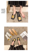 Baotou Slippers Women Wear 2024 New Korean Version of Lazy Metal Buckle Sandals Slip-on Sandals