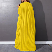 Autumn and Winter Fashion New Women's Loose Round Neck Single Breasted Pleated Temperament Obese Women's Long Sleeved Dress