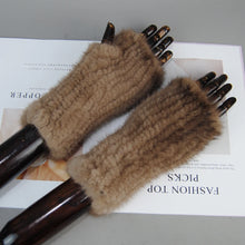 2025 New Brand Style Top Quality Women's 100% Winter Warm Real Mink Fur Knitted Half Finger Gloves Girls Typing Mittens