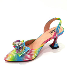 Women's Rhinestone Bow Side Italian Party Shoes And Bags Set