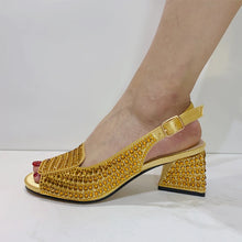 2023 Italian Design Nigerian Lastest Special Narrow Band And Cross-Tied Style Women Shoes in Gold Color for Party