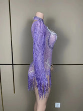 Stage Latin dance cha-cha dance practice suit stretch slim skirt fringe flash small diamond pearl design suit