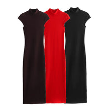 2024 Spring and Summer New Sweet and Spicy Slim Fit Waist Slimming Half Tall Collar Long Knitted Dress Straight Barrel Skirt