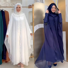 Ramadan Chiffon Muslim 2 Piece Khimar Abaya Set Islam Hijab Dress African Dresses For Women Kebaya Robe Femme Musulmane Kaftan