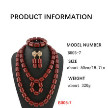 Nigeria Wedding Jewelry Set Imitation Coral Beads Golden Pendant Necklace for Women Resin Material African Bride Accessorise